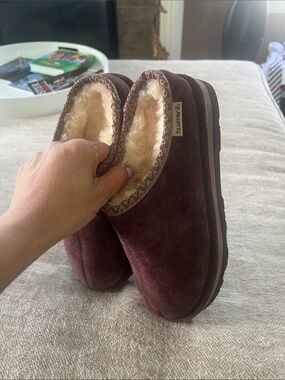 BearPaw Chocolate Brown Suede Slip-On Slippers